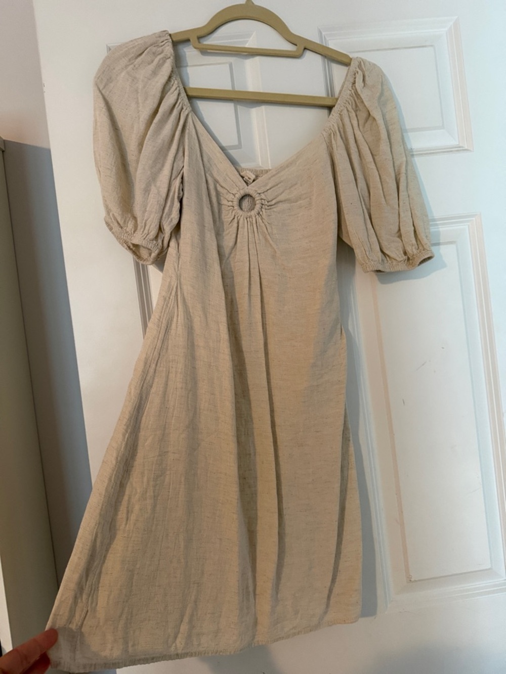 Women's Cream Puff-Sleeve Midi Dress